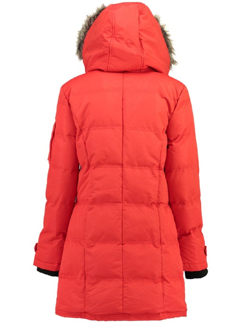 Parka longue à capuche fausse fourrure axelus – canadian peak Rouge - Kiabi
