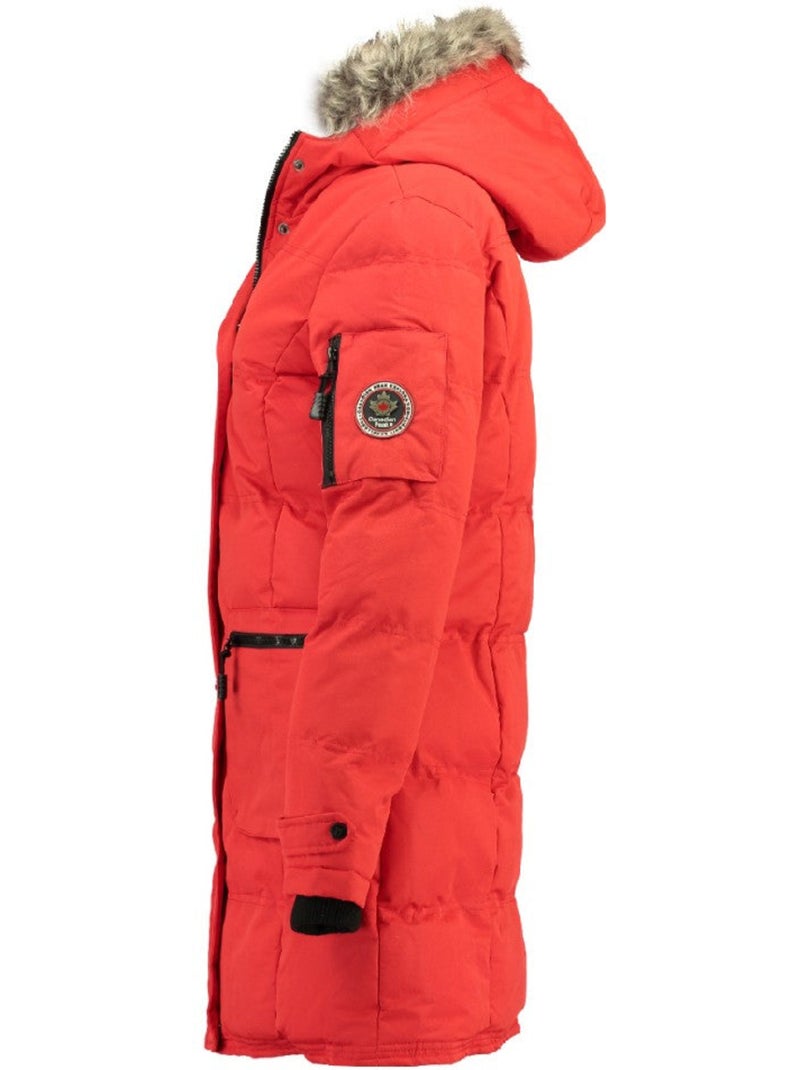 Parka longue à capuche fausse fourrure axelus – canadian peak Rouge - Kiabi
