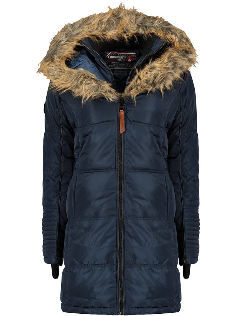 Parka longue à capuche fausse fourrure beauty – canadian peak Bleu marine - Kiabi