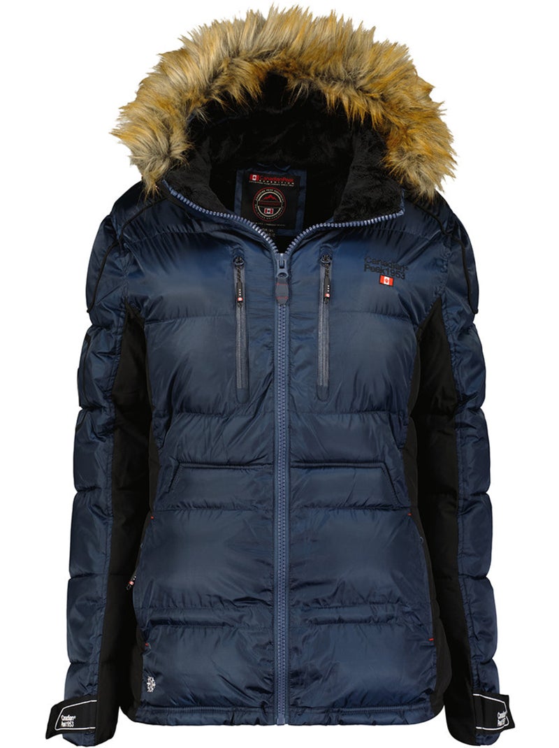 Parka longue à capuche fausse fourrure bersileak – canadian peak Bleu marine - Kiabi