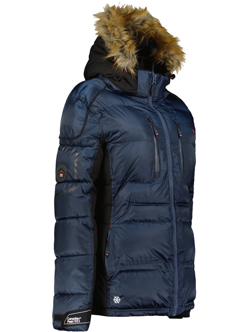 Parka longue à capuche fausse fourrure bersileak – canadian peak Bleu marine - Kiabi