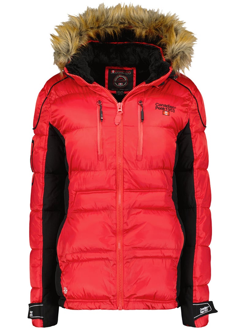 Parka longue à capuche fausse fourrure bersileak – canadian peak Rouge - Kiabi