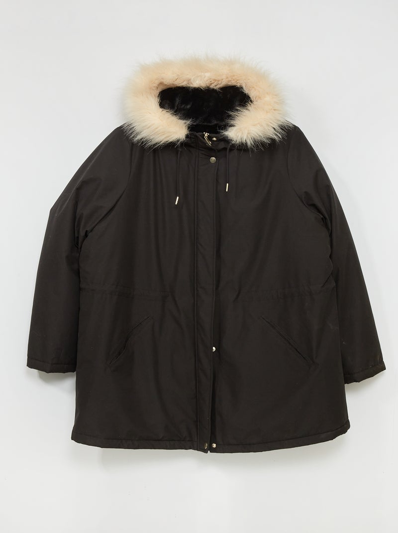 Parka longue à capuche noir - Kiabi