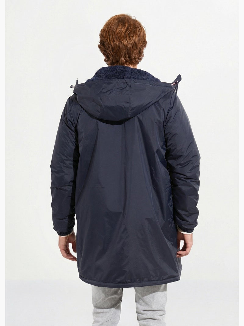Parka longue chaude fourrée déperlante - AFIBEL Bleu marine - Kiabi