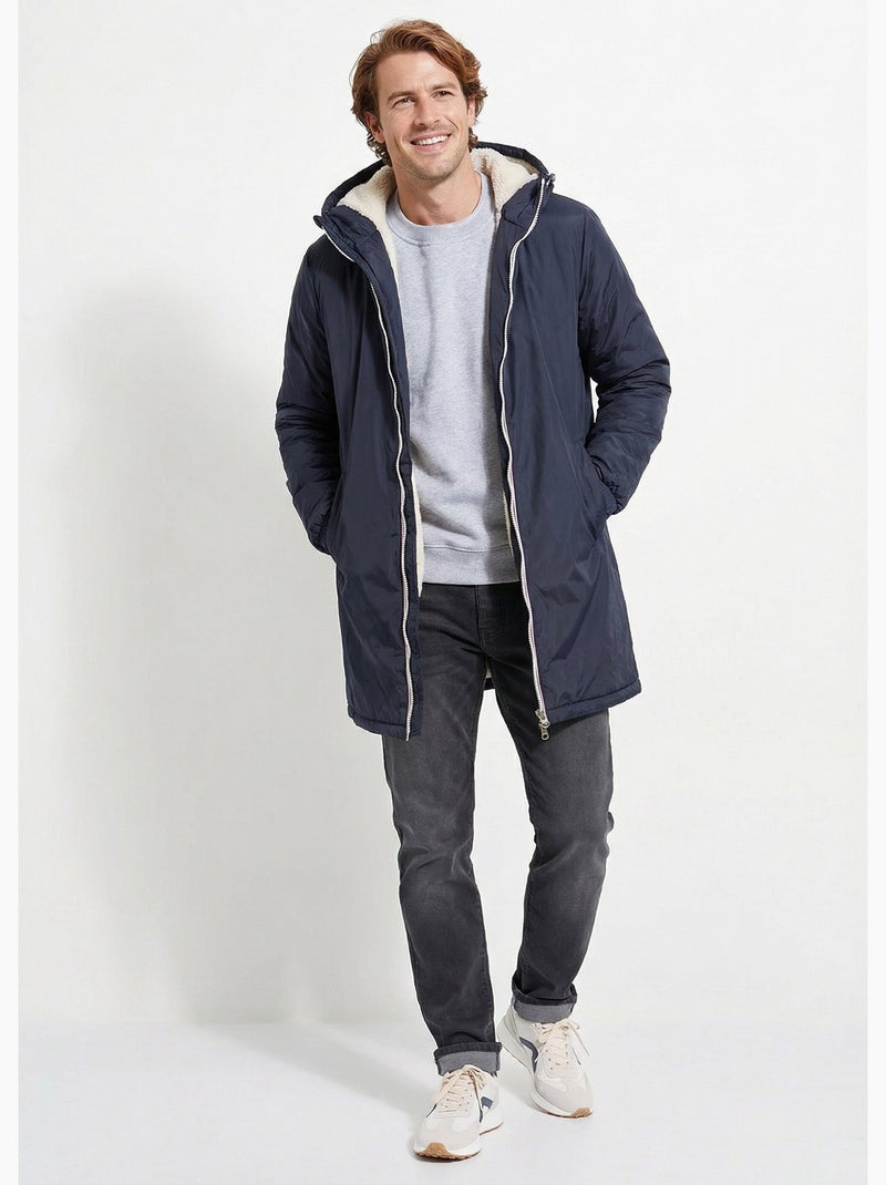 Parka longue chaude fourrée déperlante - AFIBEL Marine/Ecru - Kiabi