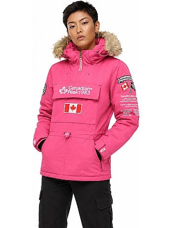 Parka longue cintrée à capuche fausse fourrure banapeak – canadian peak