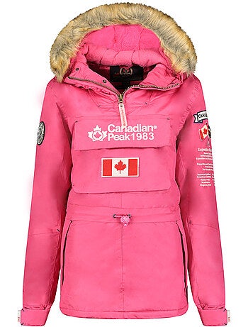 Parka longue cintrée à capuche fausse fourrure banapeak – canadian peak