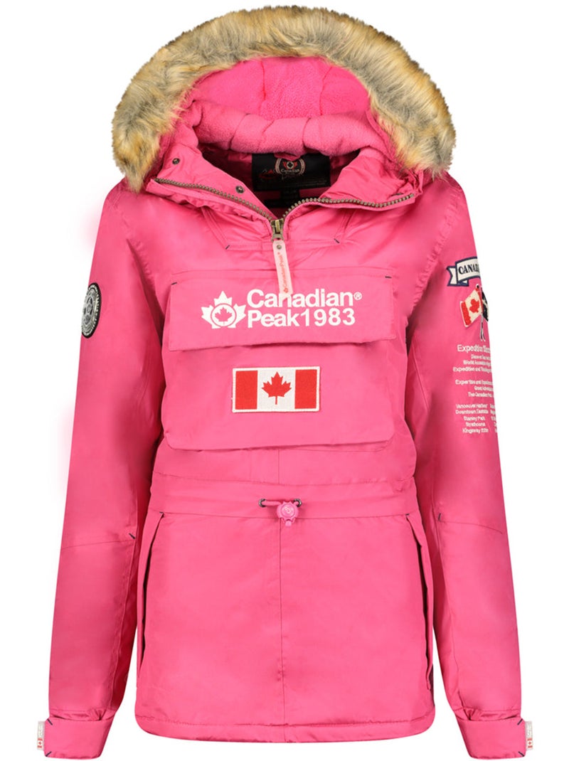 Parka longue cintrée à capuche fausse fourrure banapeak – canadian peak Rose fushia - Kiabi