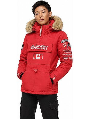 Parka longue cintrée à capuche fausse fourrure banapeak – canadian peak