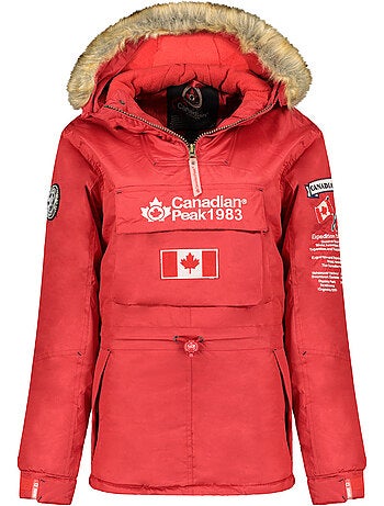Parka longue cintrée à capuche fausse fourrure banapeak – canadian peak