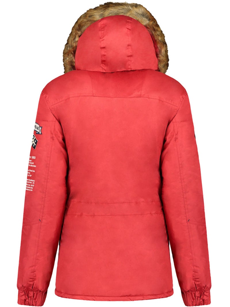 Parka longue cintrée à capuche fausse fourrure banapeak – canadian peak Rouge - Kiabi