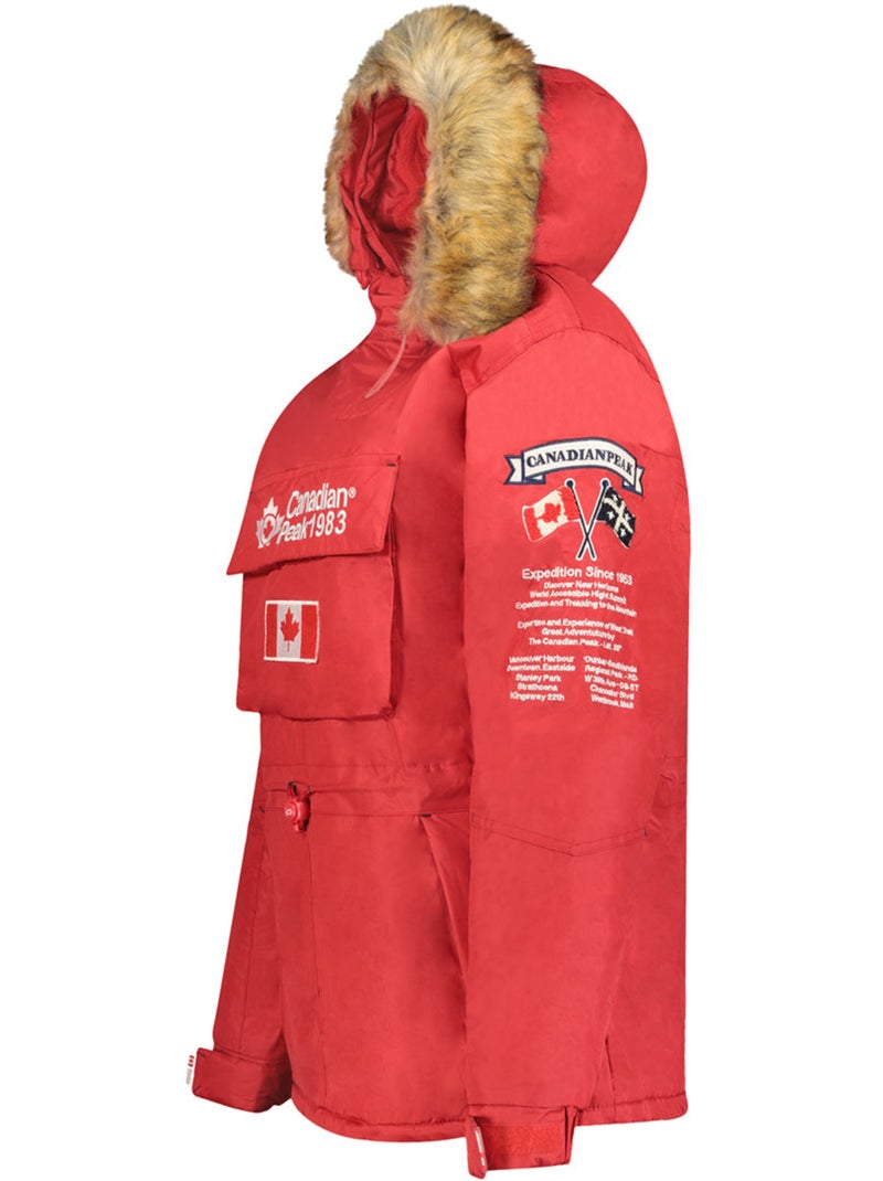 Parka longue cintrée à capuche fausse fourrure banapeak – canadian peak Rouge - Kiabi
