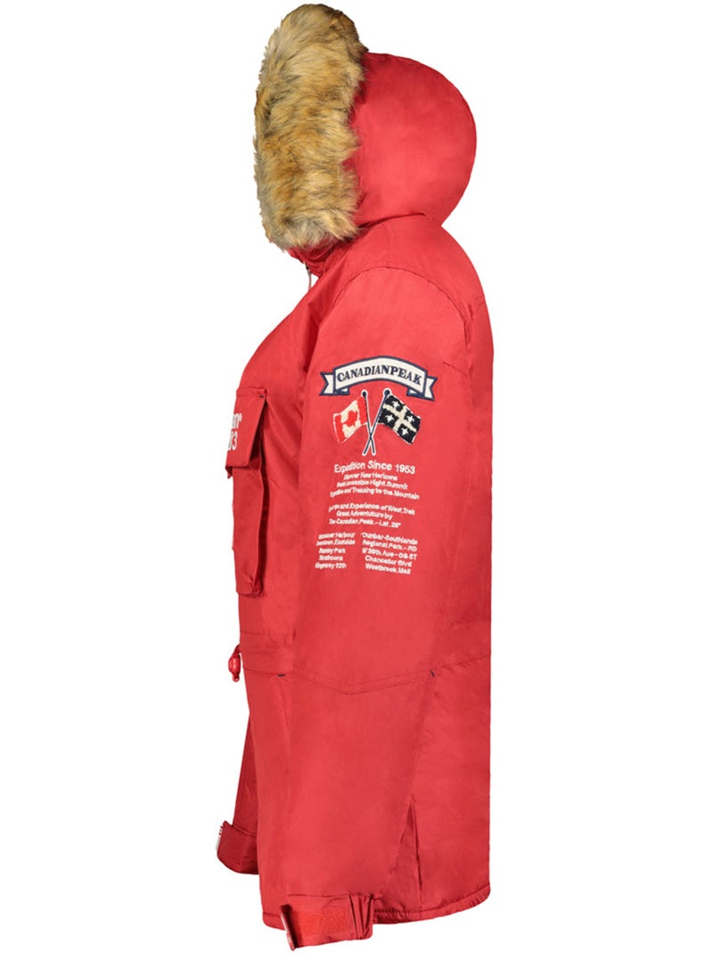 Parka longue cintrée à capuche fausse fourrure banapeak – canadian peak Rouge - Kiabi
