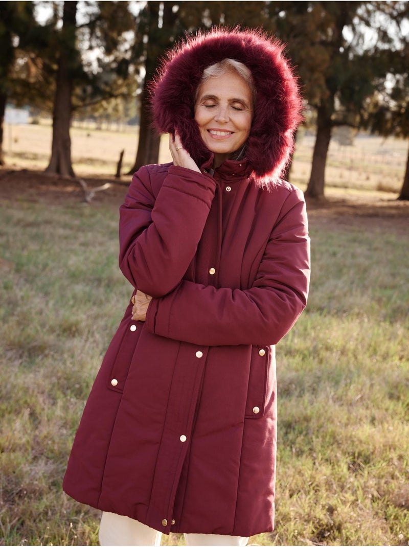 Parka longue déperlante à capuche - daxon Bordeaux - Kiabi