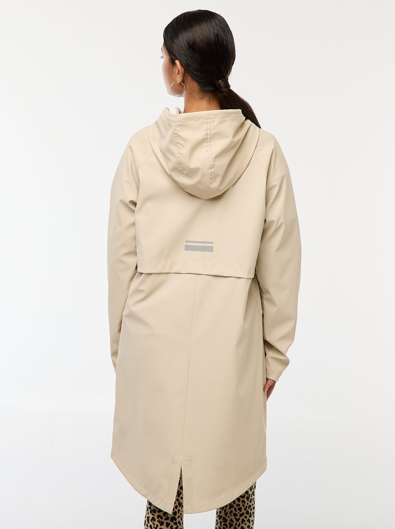 Parka longue déperlante à capuche Beige - Kiabi