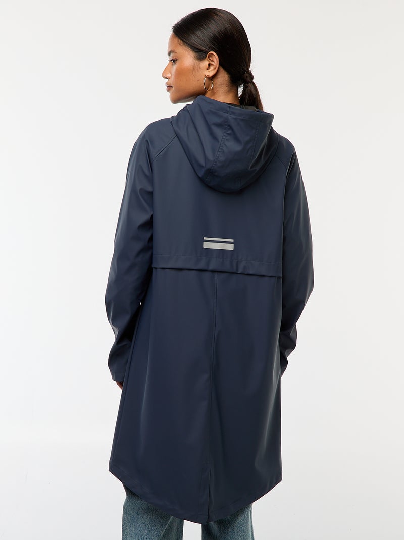 Parka longue déperlante à capuche Bleu - Kiabi