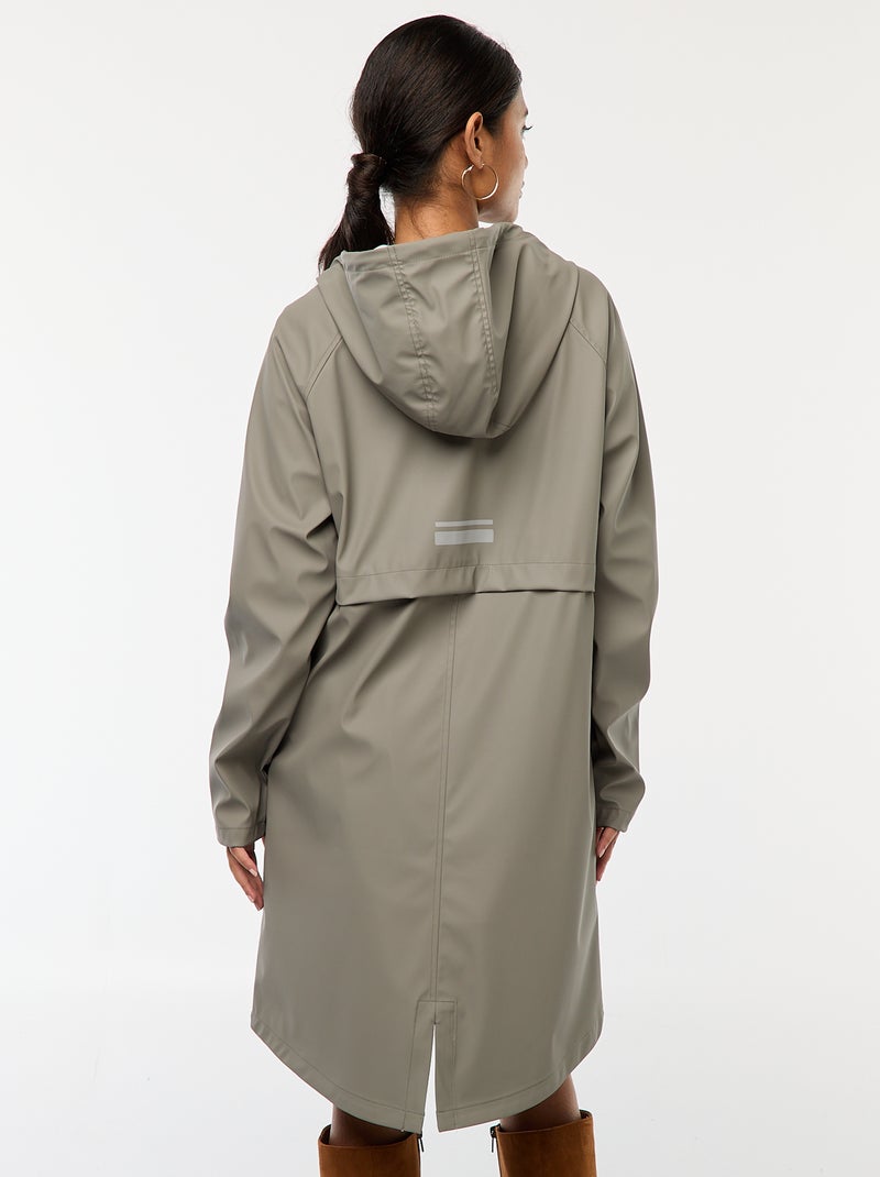 Parka longue déperlante à capuche Kaki - Kiabi