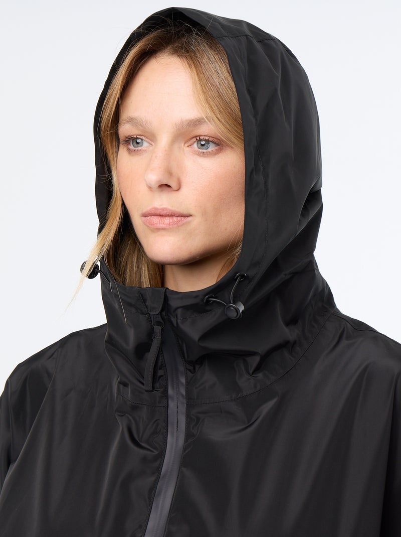Parka longue déperlante à capuche Noir - Kiabi
