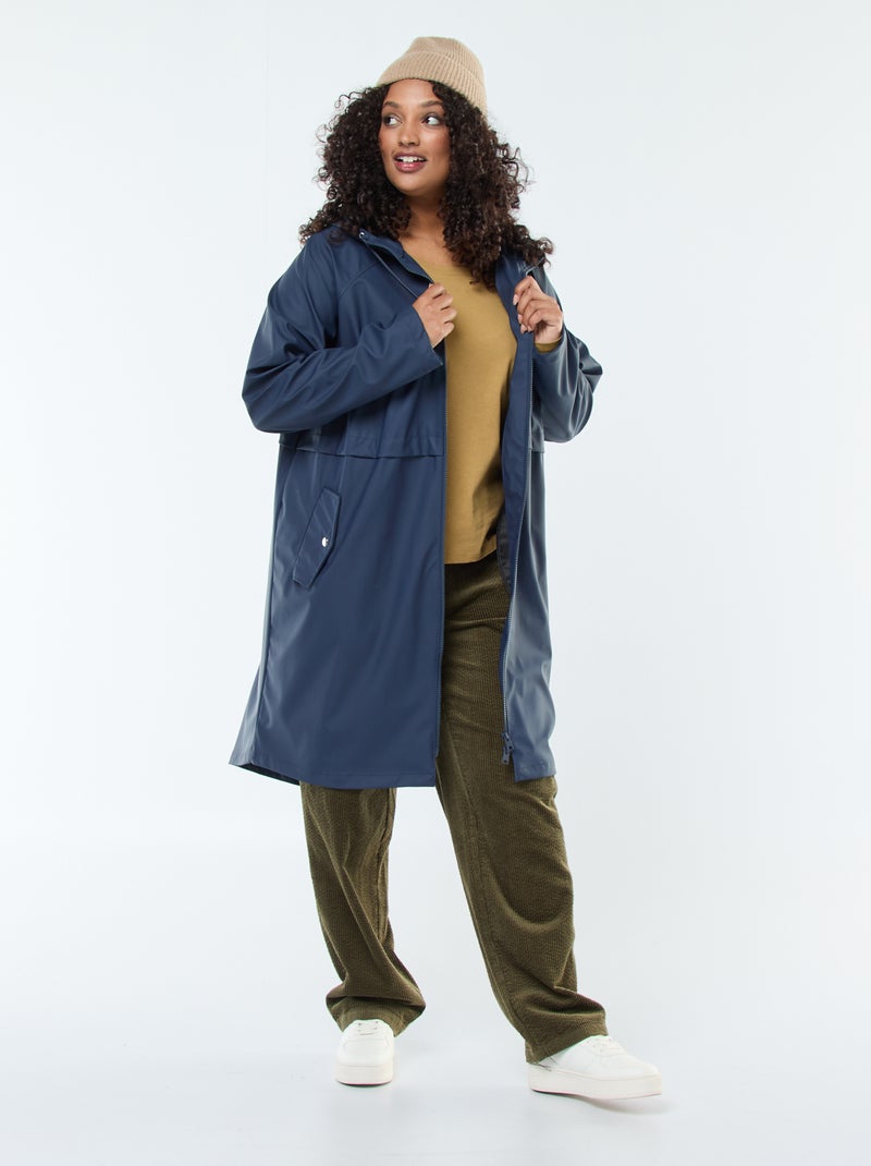 Parka longue déperlante avec détails réfléchissants Bleu - Kiabi