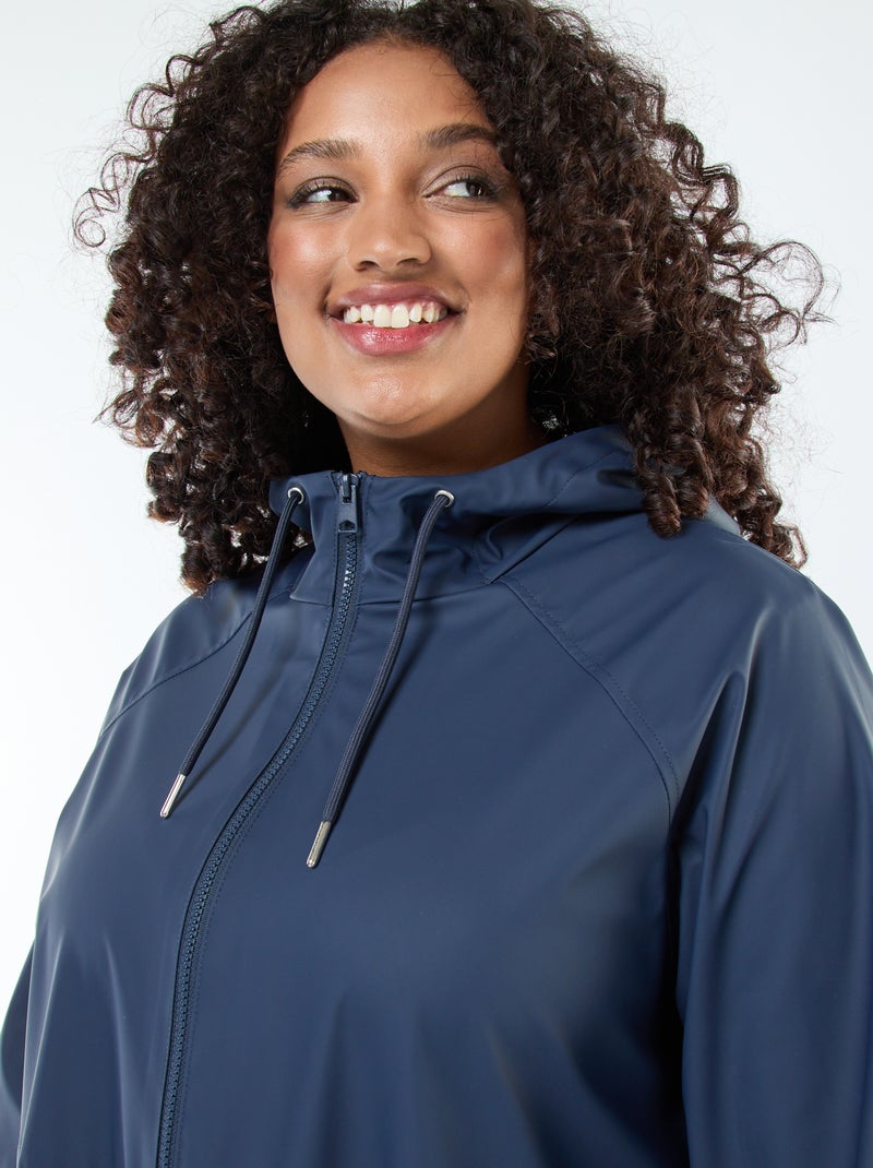 Parka longue déperlante avec détails réfléchissants Bleu - Kiabi