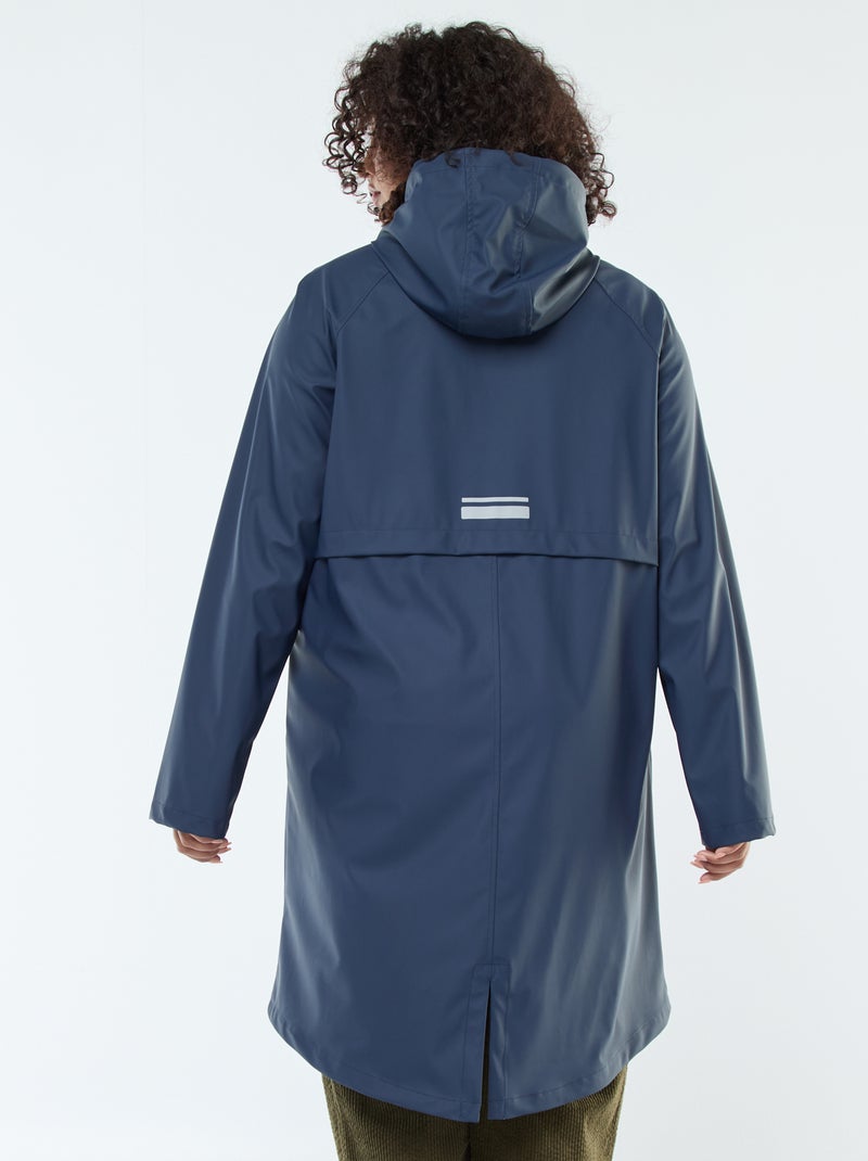 Parka longue déperlante avec détails réfléchissants Bleu - Kiabi