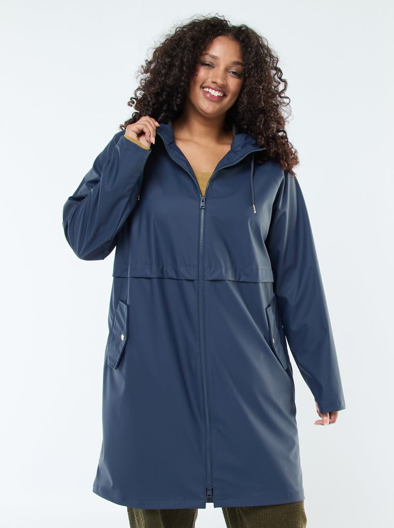 Parka longue déperlante avec détails réfléchissants Bleu - Kiabi