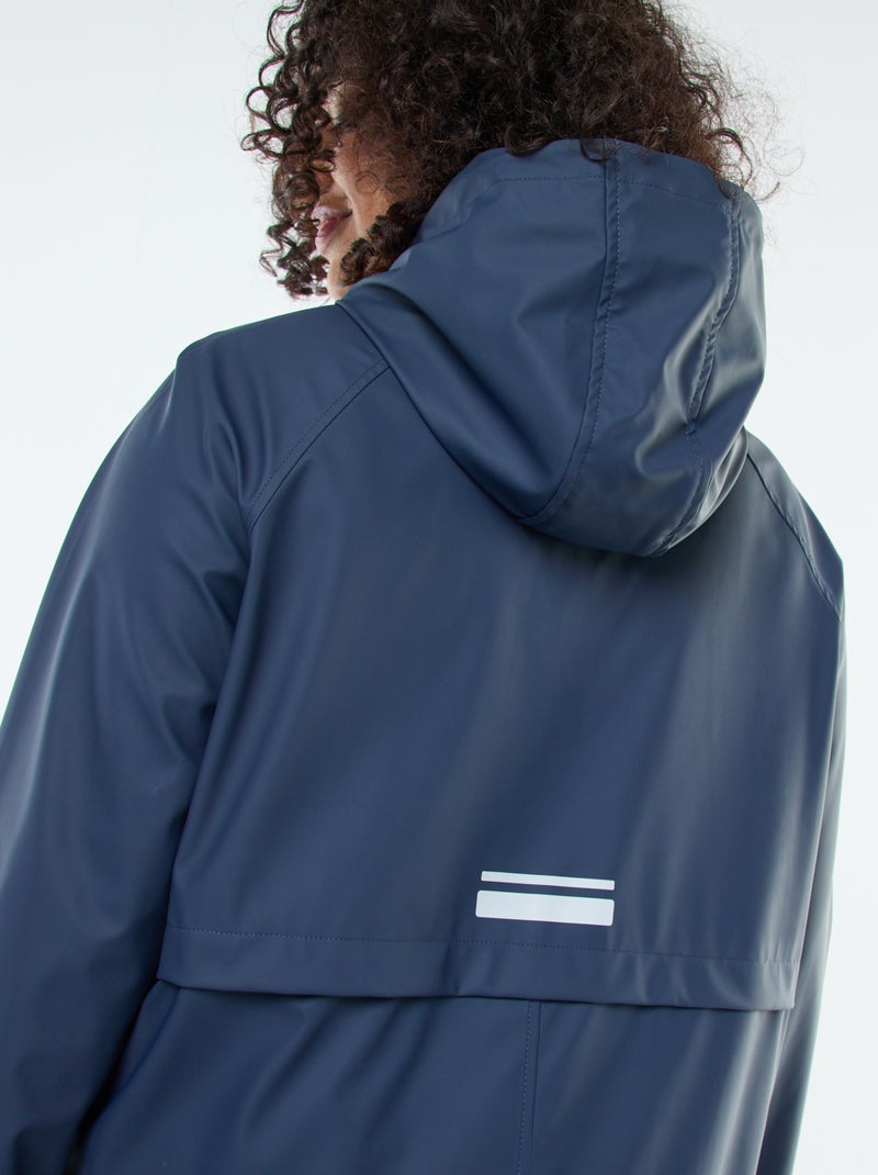 Parka longue déperlante avec détails réfléchissants Bleu - Kiabi