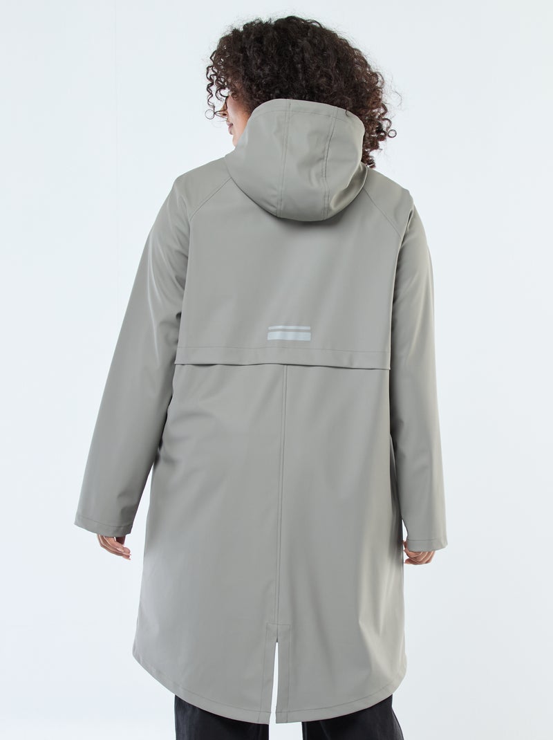 Parka longue déperlante avec détails réfléchissants Kaki - Kiabi