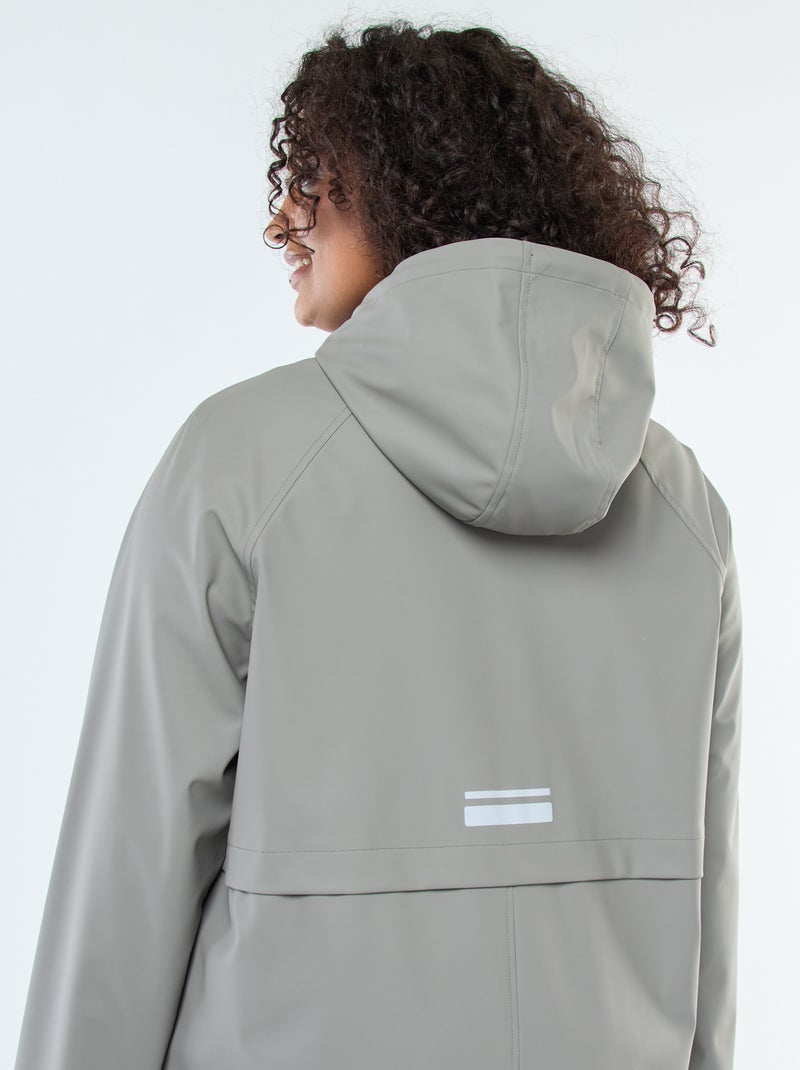 Parka longue déperlante avec détails réfléchissants Kaki - Kiabi