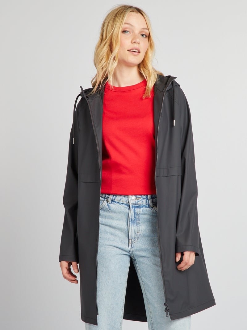 Parka longue déperlante avec détails réfléchissants Noir - Kiabi