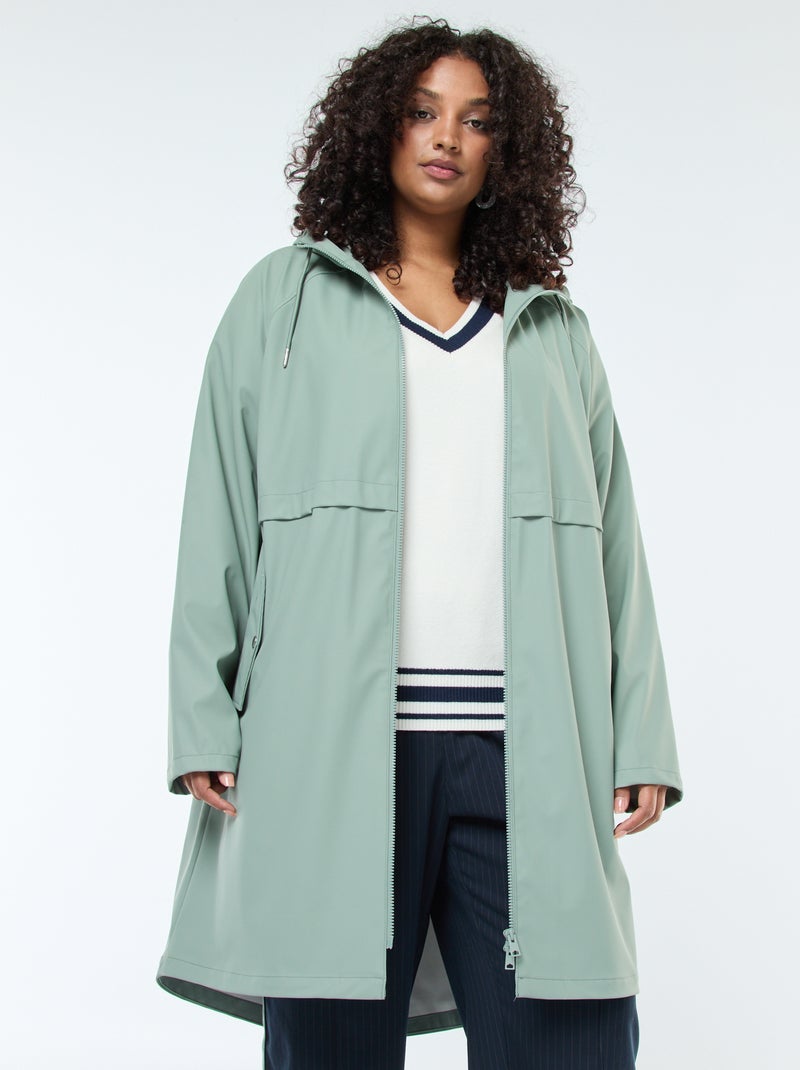 Parka longue déperlante avec détails réfléchissants Vert - Kiabi
