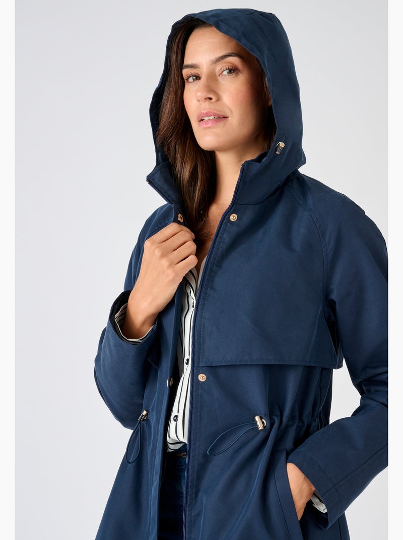 Parka longue esprit trench - Damart Bleu - Kiabi