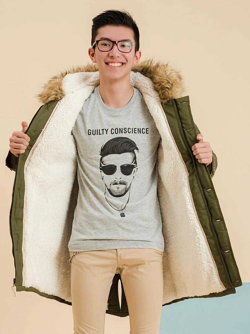 Parka Longue et Chaude Mixte -  ROCK & PEACE - La Faute à Voltaire Kaki - Kiabi