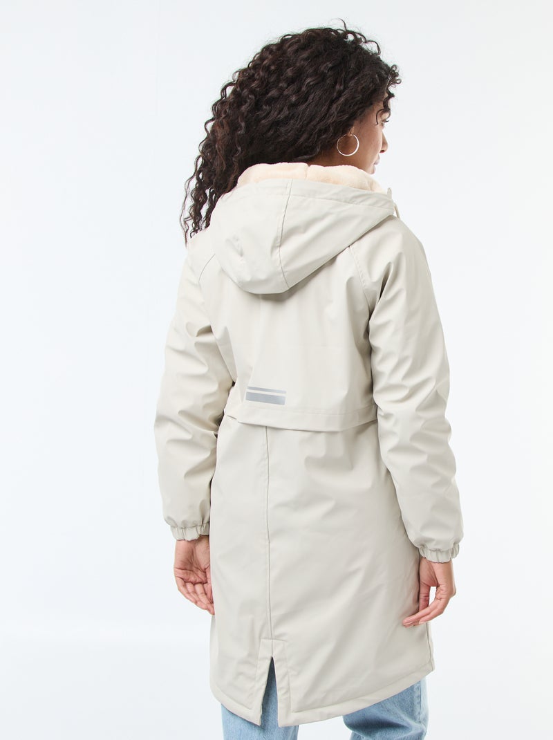 Parka longue fourrée Beige - Kiabi