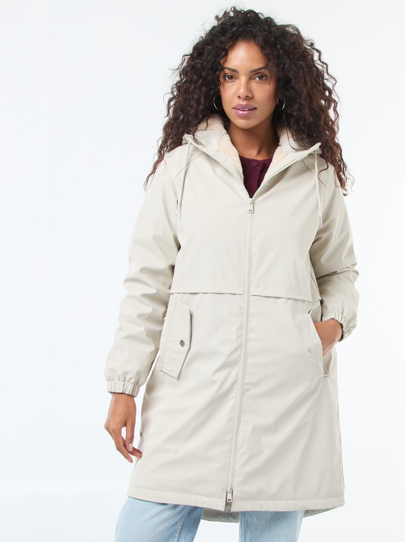 Parka longue fourrée Beige - Kiabi