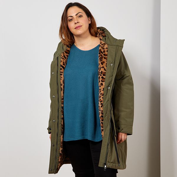 Parka longue fourrée fausse fourrure Grande taille femme Parka longue fourrée fausse fourrure Grande taille femme
