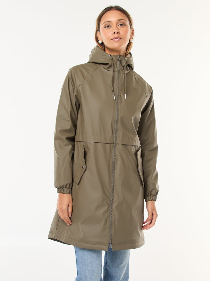 Parka longue fourrée Kaki - Kiabi