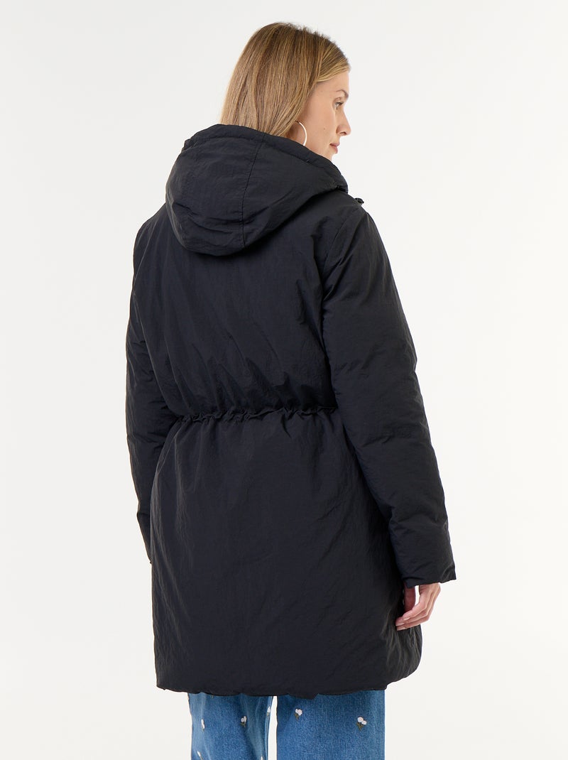 Parka longue matelassée à capuche Noir - Kiabi