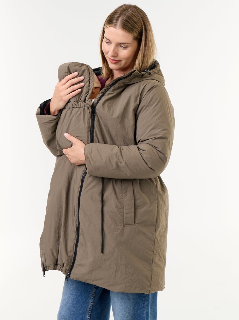 Parka longue matelassée à capuche Vert - Kiabi