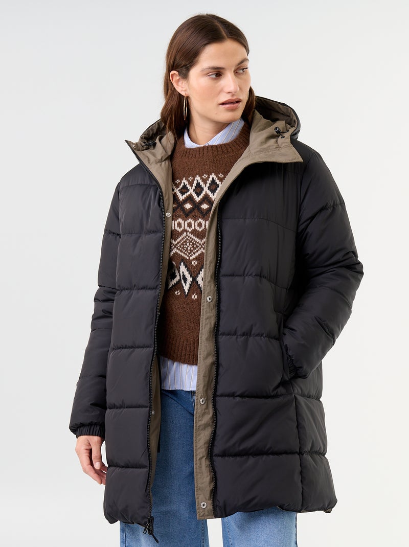 Parka longue réversible Kaki - Kiabi
