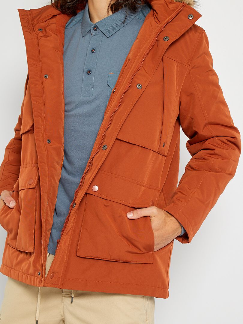 Parka Matelassee A Capuche Orange Brique Kiabi 13 50