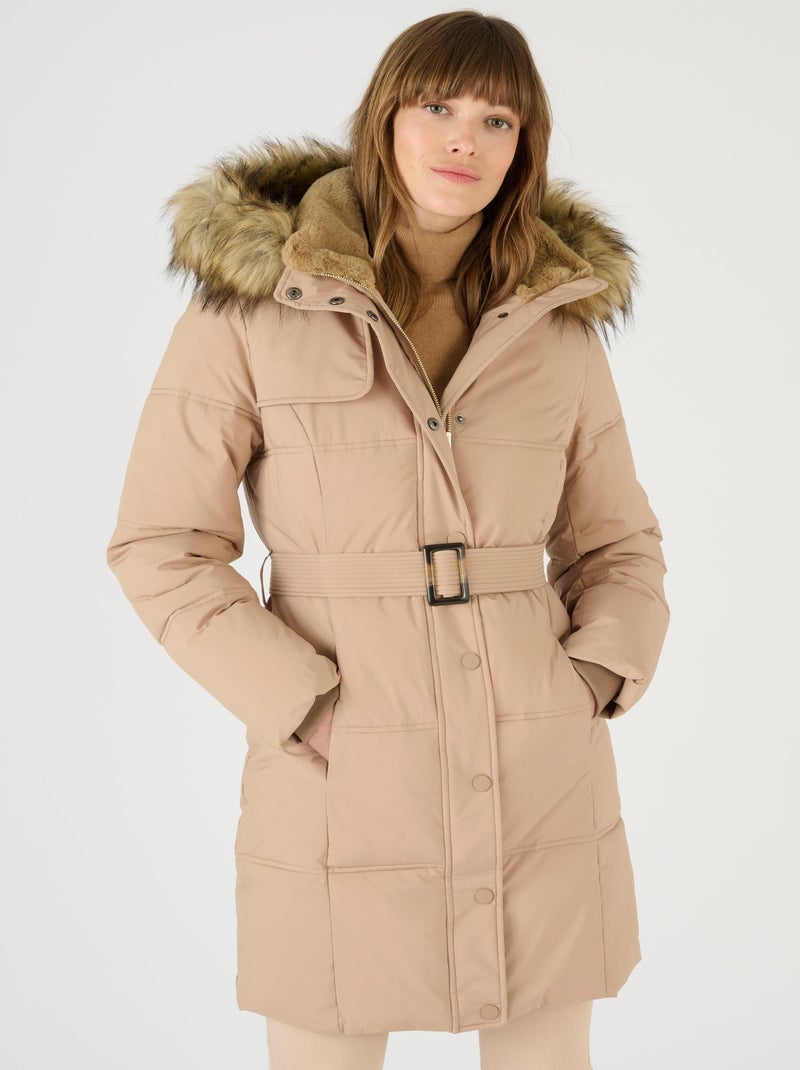Parka matelassée avec bavolet Thermolactyl - Damart Taupe - Kiabi