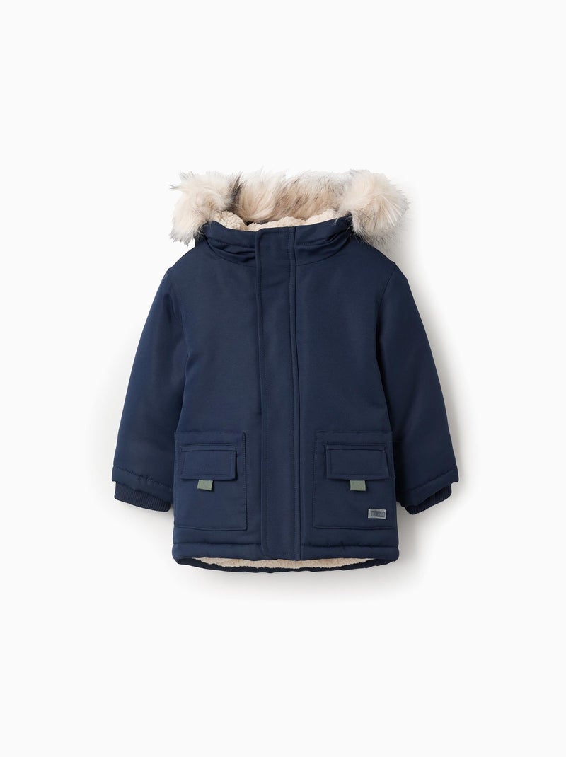 Parka Matelassée avec Capuche Amovible Bleu foncé - Kiabi