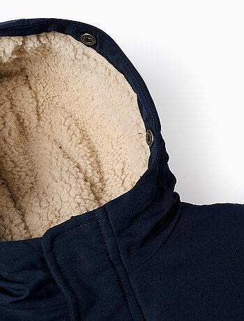 Parka Matelassée avec Capuche Amovible en Fourrure