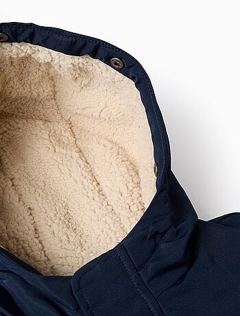 Parka Matelassée avec Capuche Amovible en Fourrure