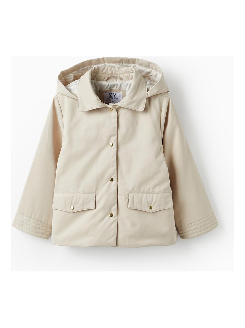 Parka matelassée beige avec capuche amovible pour fille Beige clair - Kiabi