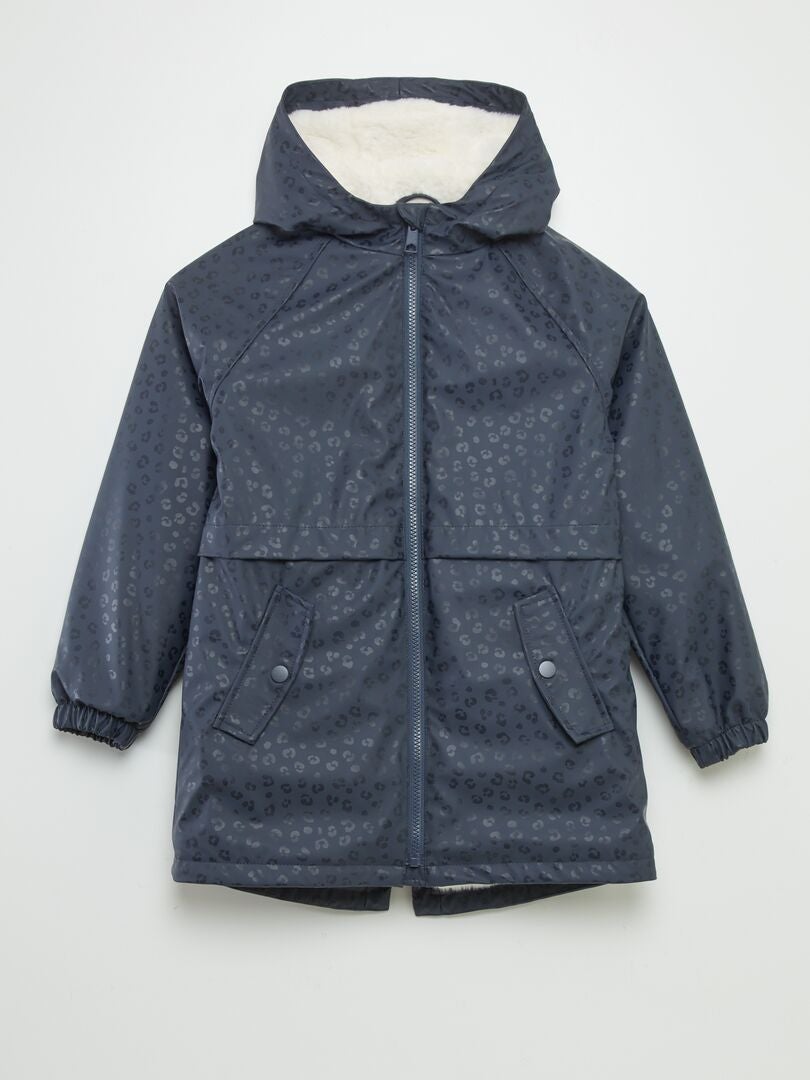 Parka mi longue a capuche Bleu leopard Kiabi 25.00