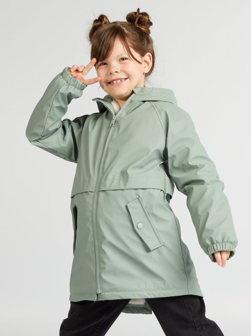 Parka mi-longue à capuche Vert - Kiabi