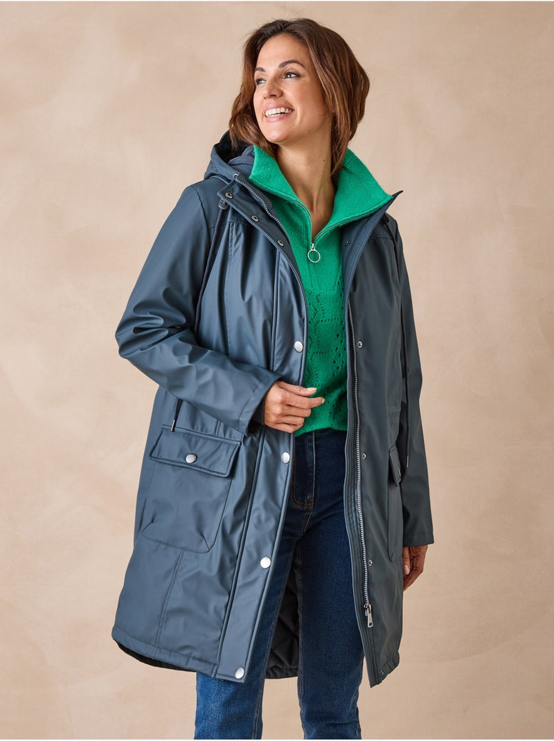 Parka mi-longue à capuche zippée - daxon Bleu marine - Kiabi