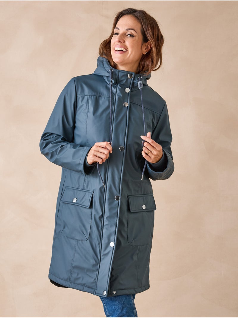 Parka mi-longue à capuche zippée - daxon Bleu marine - Kiabi